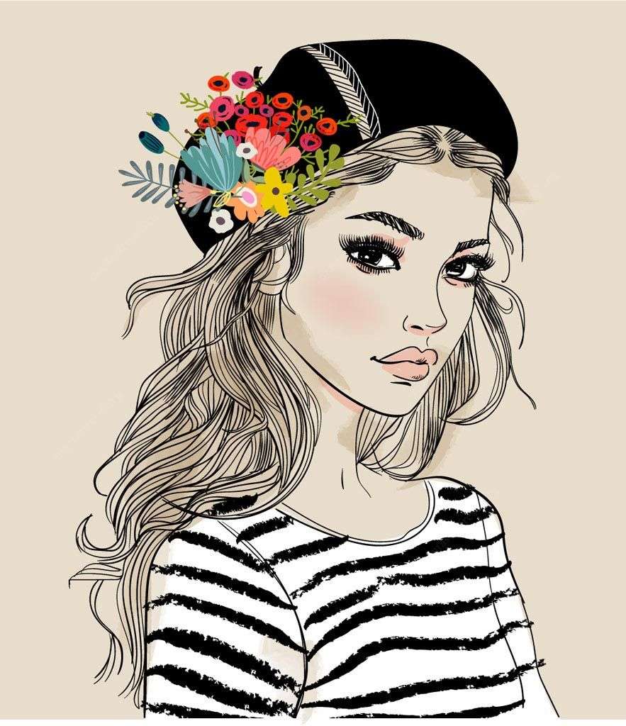 Фотообои в интерьере девушка в берете  12-635 фото