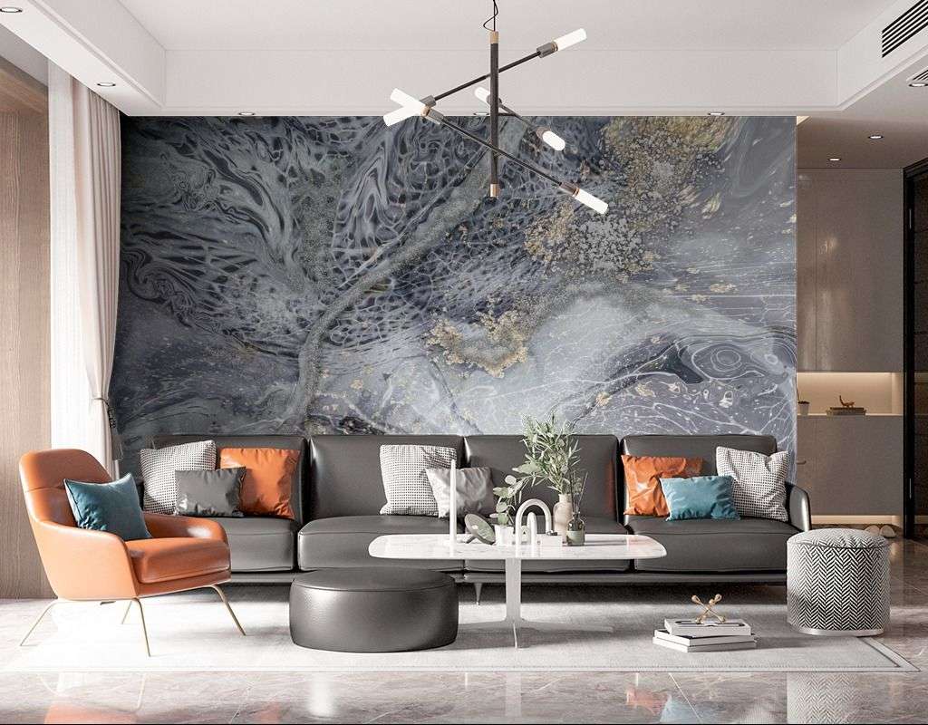 Фотообои в интерьере флюид черное золото  13-459 фото