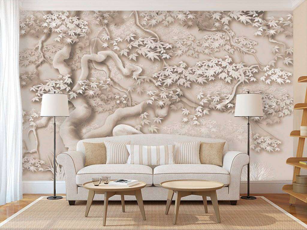 Фотообои в интерьере барельеф дерево  13-271 фото