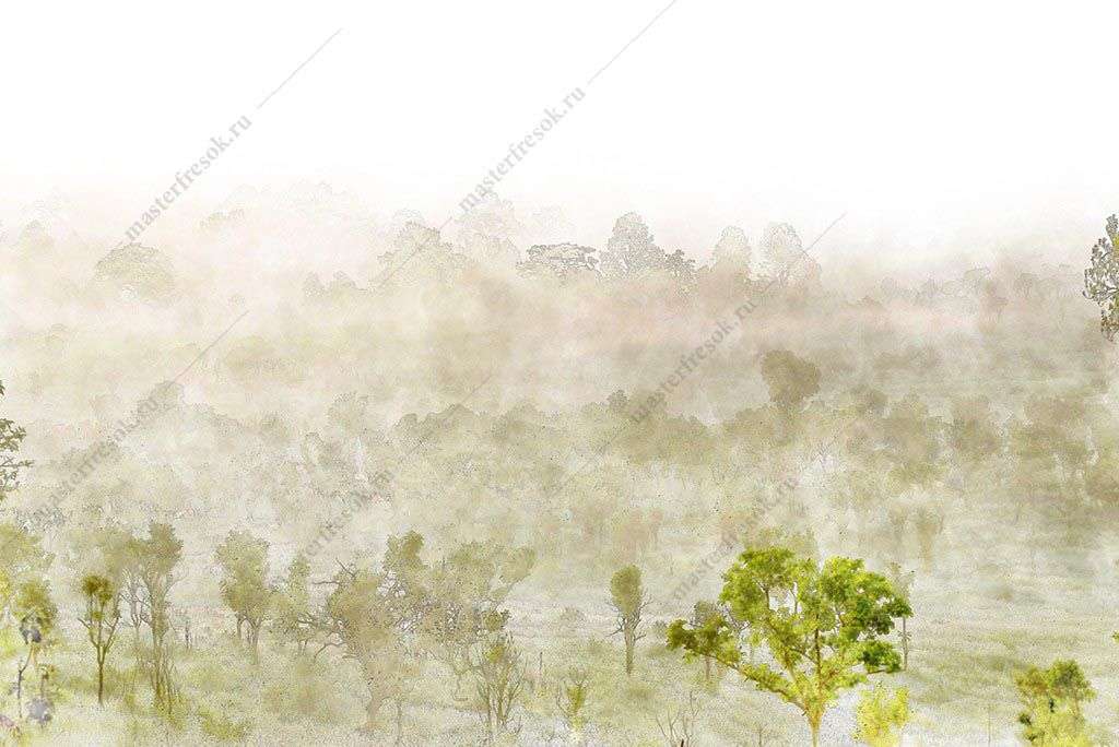 Фотообои в интерьере деревья акварелью  10-971 фото