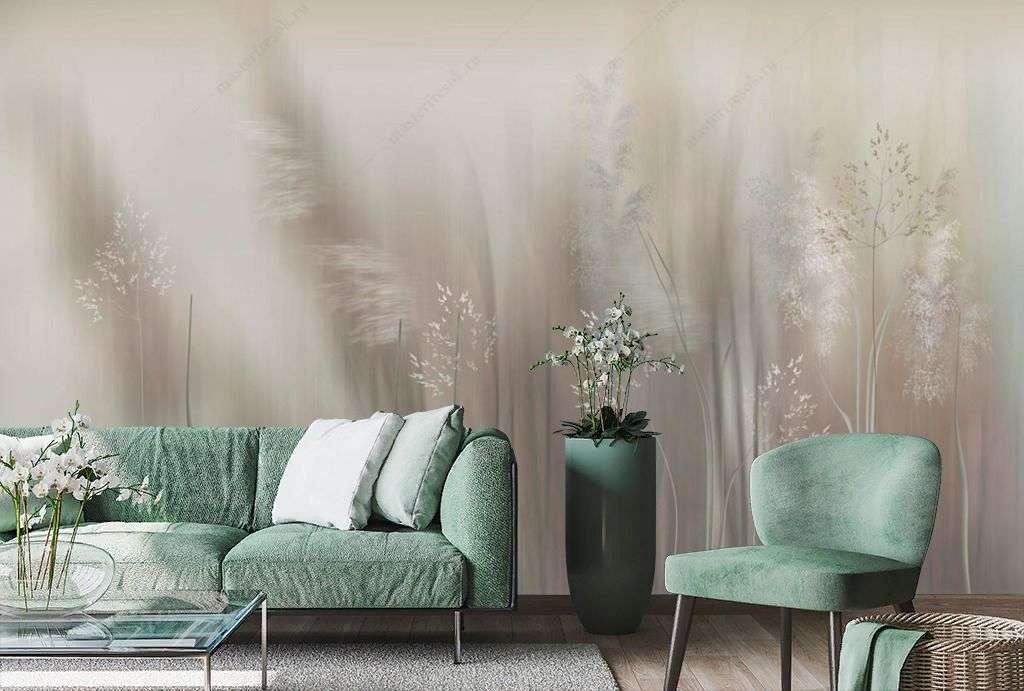 Фотообои в интерьере пампасная трава  13-514 фото