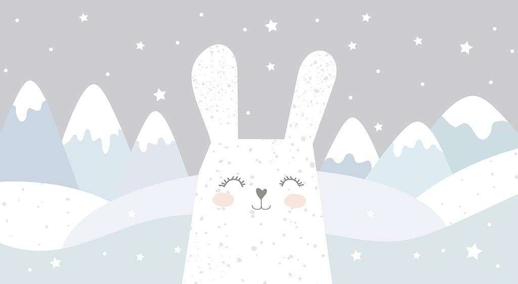 Фотообои в интерьере зайка в зимнем лесу  12-1429 фото