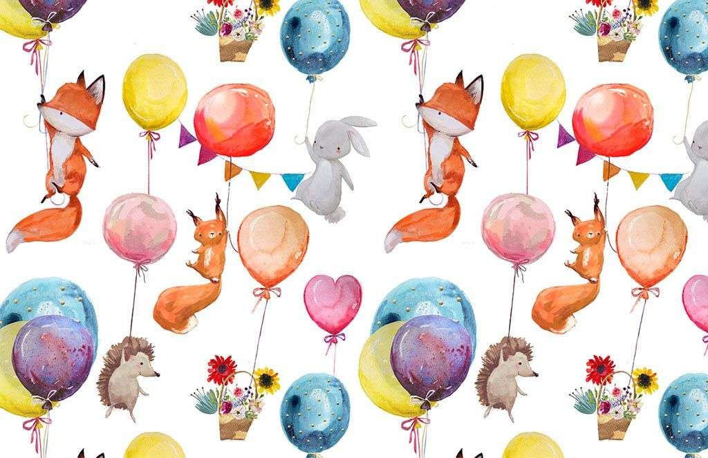 Фотообои в интерьере лисички на шариках  12-694 фото