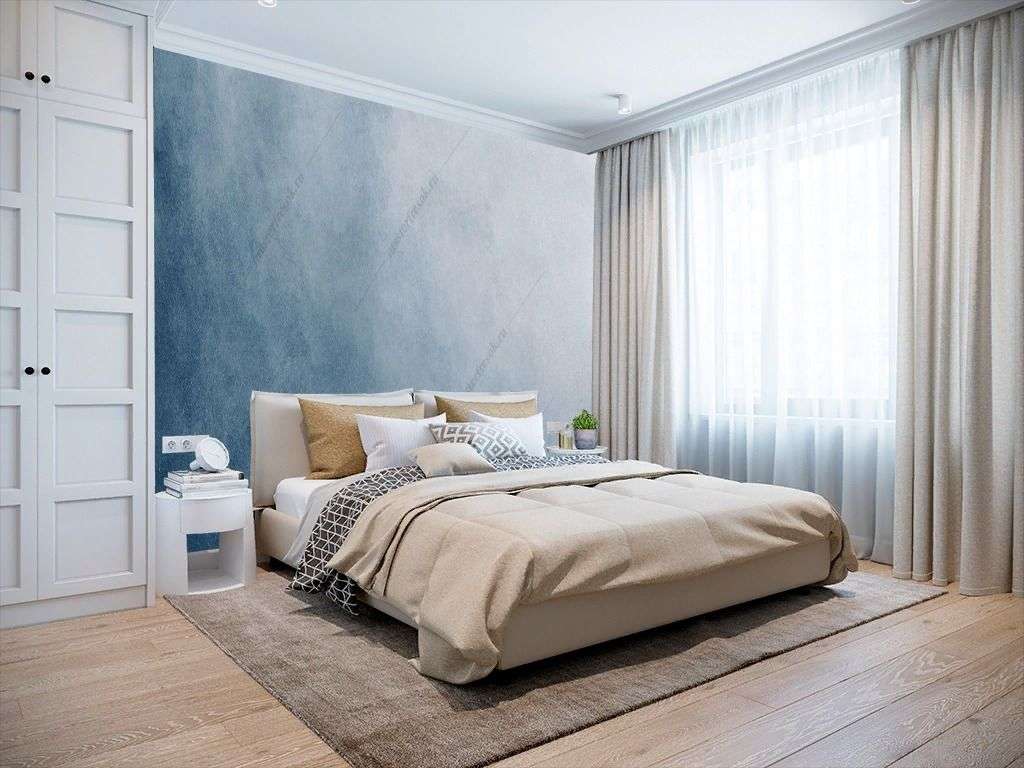 Фотообои в интерьере текстурный синий фон  9-1415 фото