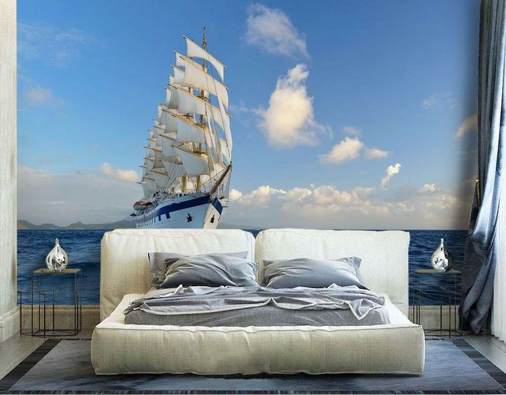 Фотообои в интерьере парусник в море  9-2118 фото