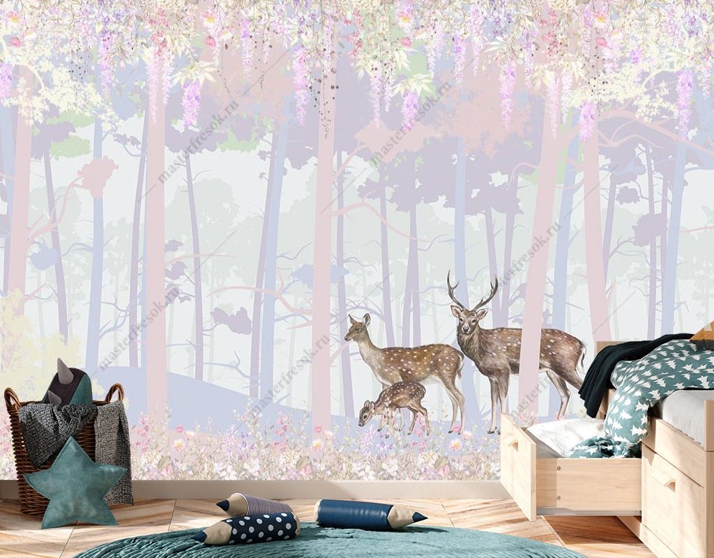 Фотообои Олени в волшебном лесу  14-416