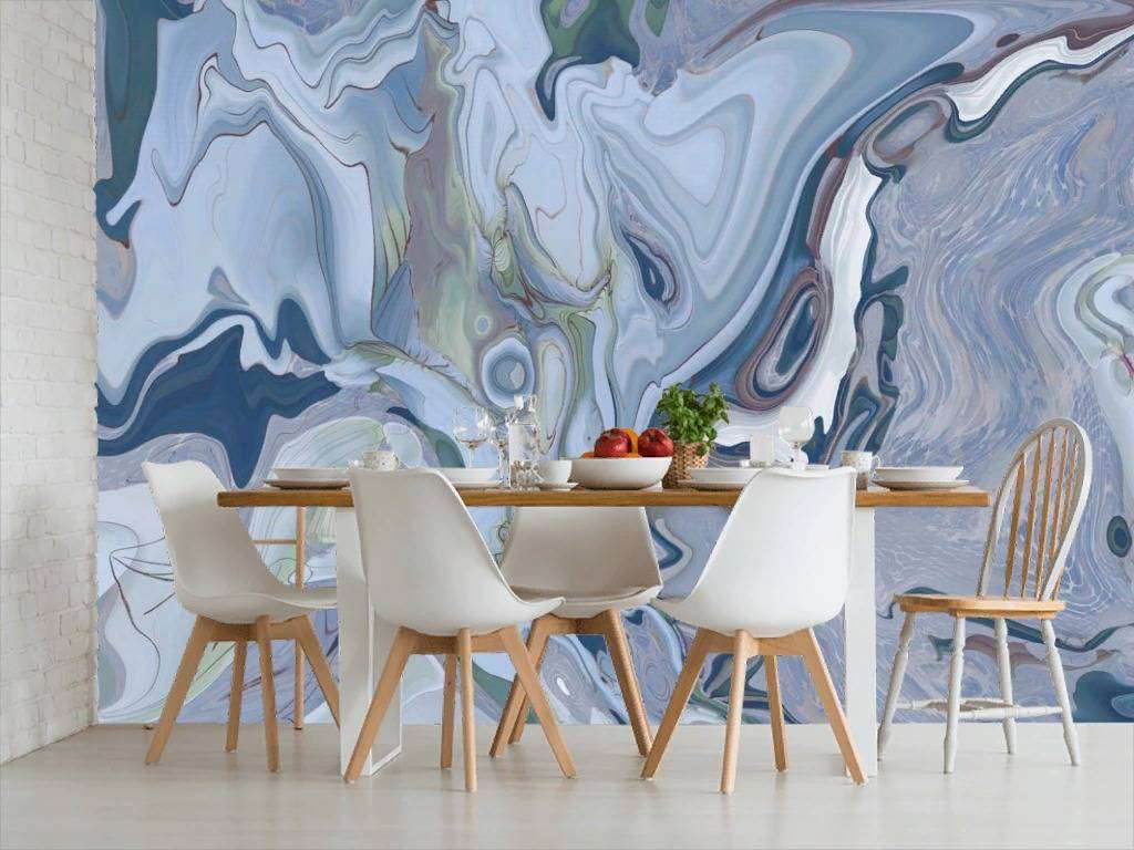 Фотообои в интерьере ярко синий флюид  13-311 фото