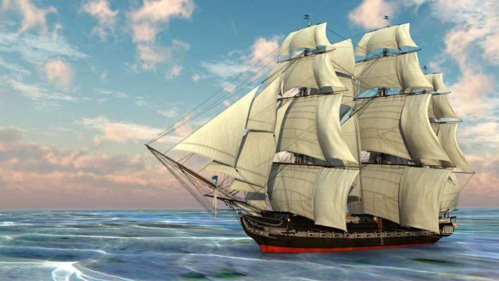 Фотообои в интерьере фрегат парусный корабль  12-1147 фото