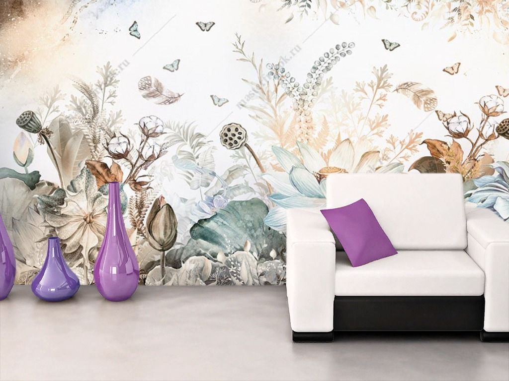 Фотообои 3д цветы светлые  14-341