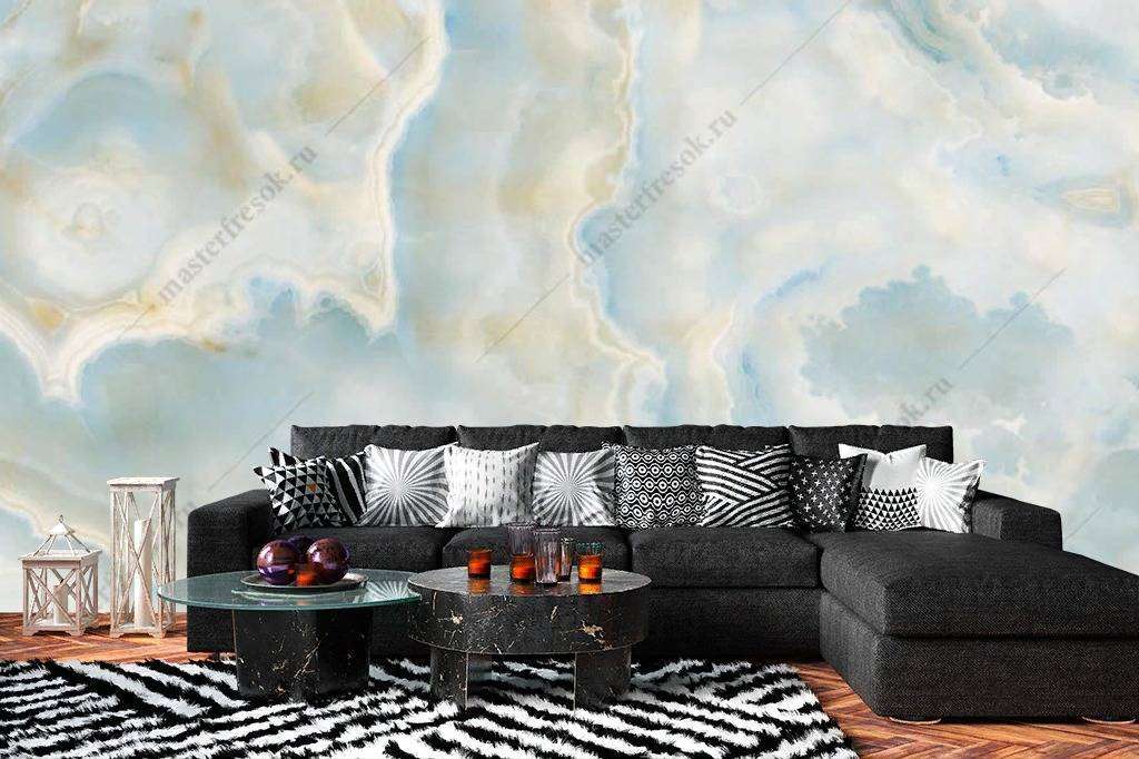 Фотообои в интерьере голубой оникс  9-1088 фото