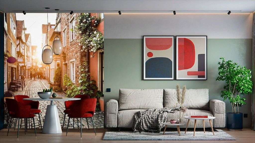 Фотообои в интерьере улочка старинная 3д  9-1791 фото