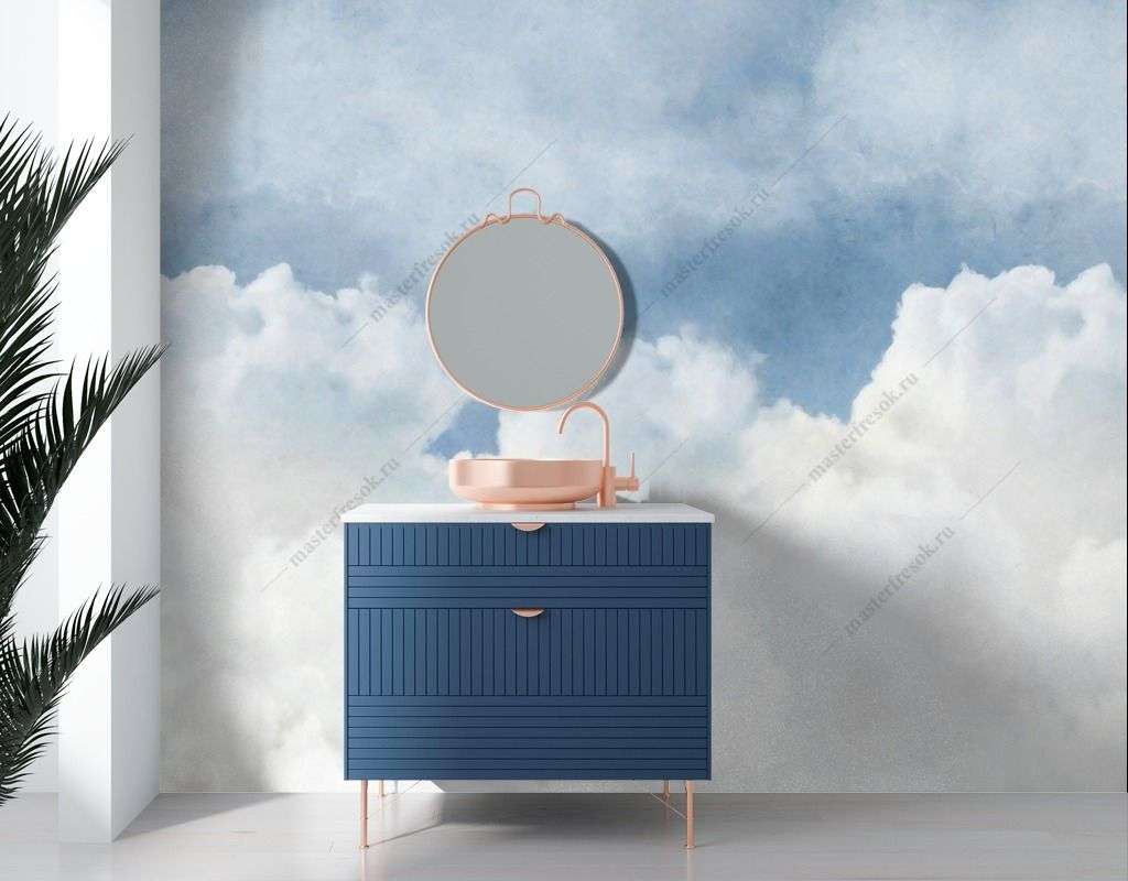 Фотообои в интерьере белоснежные облака  9-1604 фото