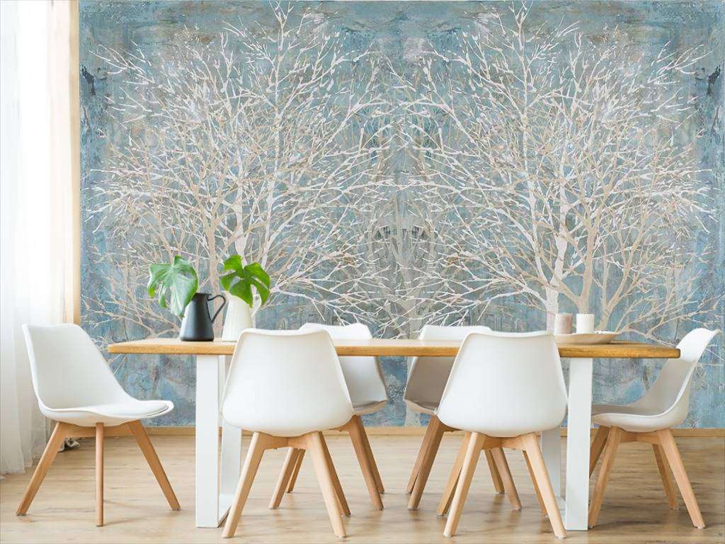 Фотообои в интерьере белые деревья  10-705 фото