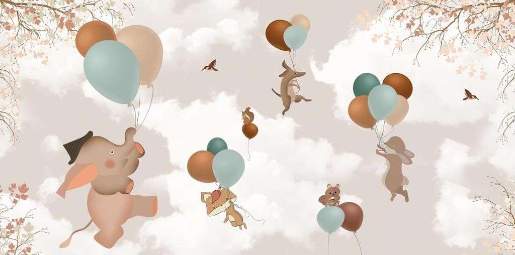 Фотообои в интерьере на воздушных шариках  12-1157 фото