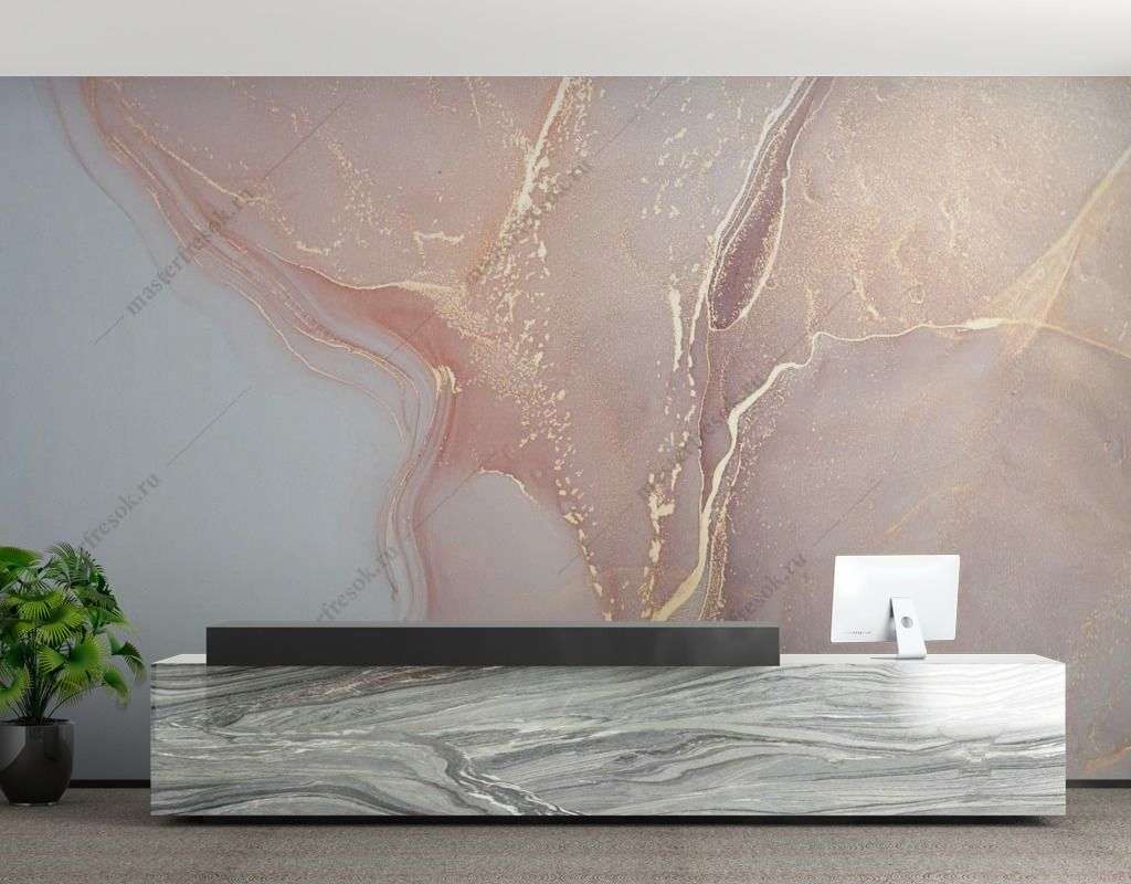 Фотообои в интерьере золотые линии мрамора  9-1571 фото