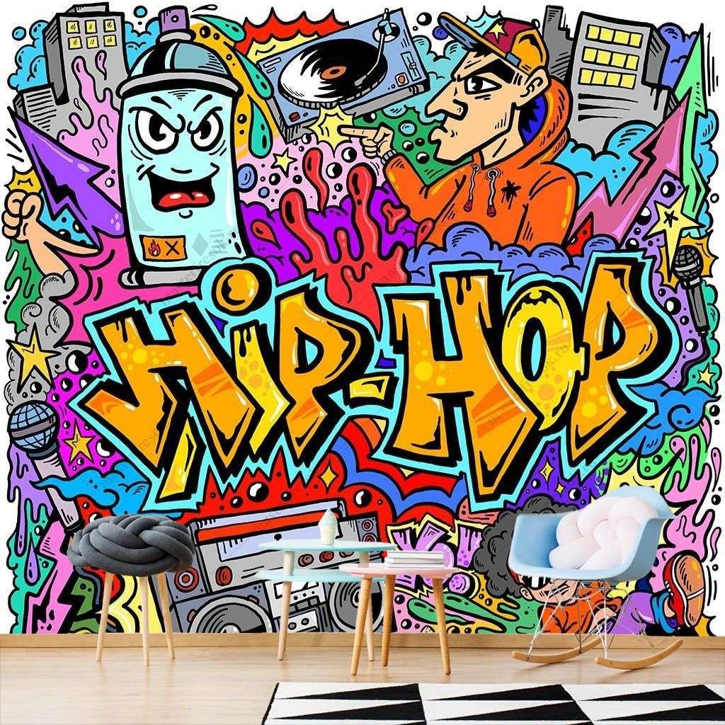 Фотообои в интерьере постеры на стену в стиле хип хоп  12-1265 фото