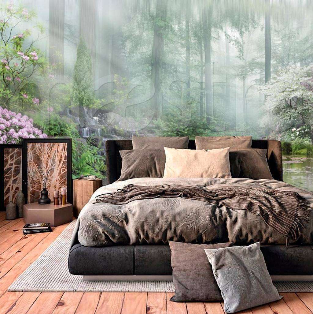 Фотообои Бесшовные обои на стену:  Водопад в лесу. Артикул: 7-738  