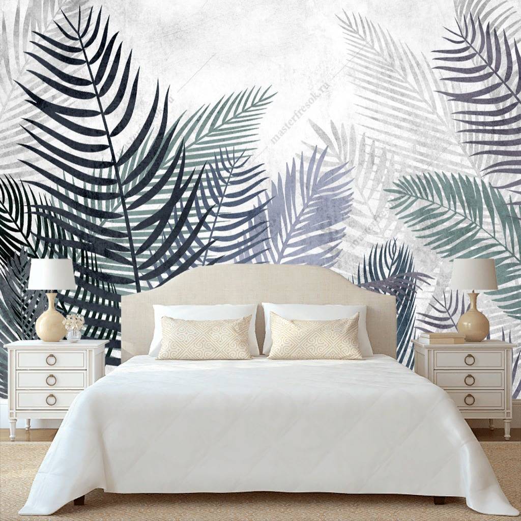 Фотообои Синие тропические листья  10-727