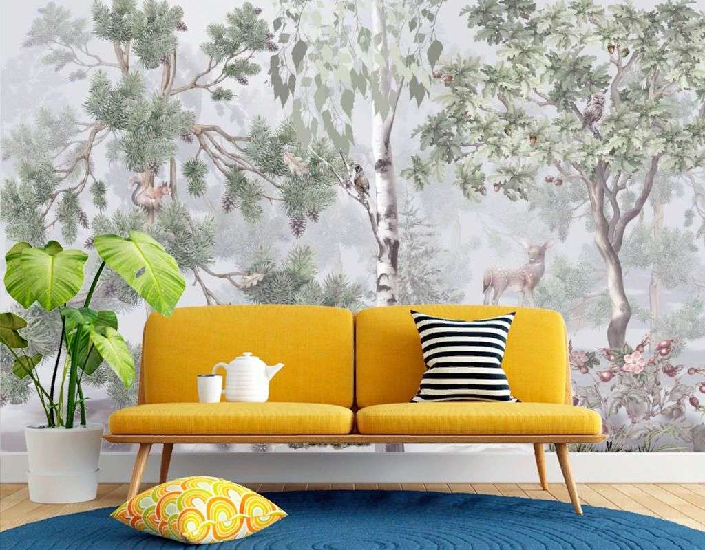 Фотообои в интерьере в детскую роща  13-714 фото