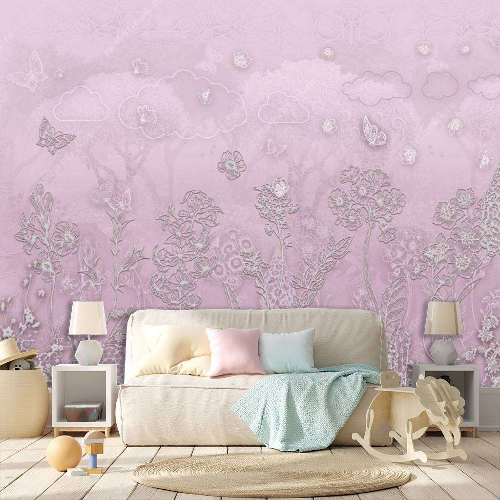 Фотообои в интерьере сиреневое поле  13-117 фото