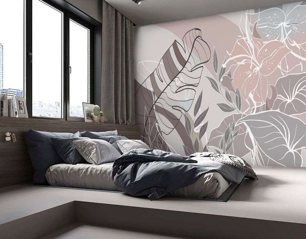 Фотообои в интерьере цветы абстракция  13-718 фото