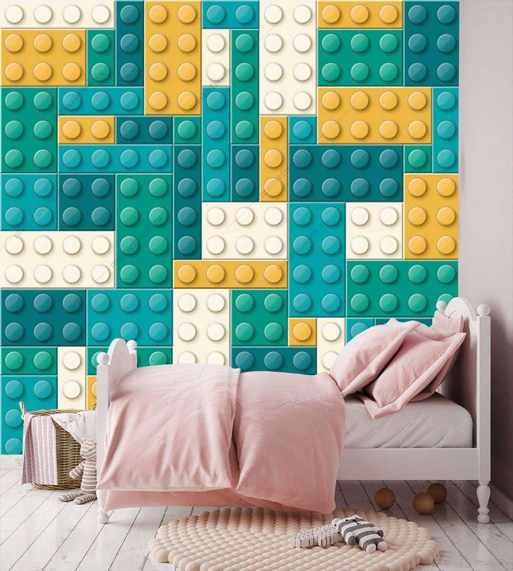 Фотообои в интерьере желто-зеленый лего  12-1335 фото