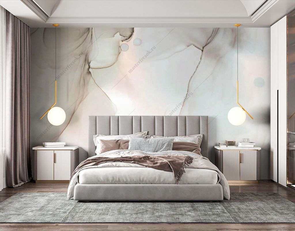 Фотообои в интерьере флюид в светлых тонах  9-1544 фото