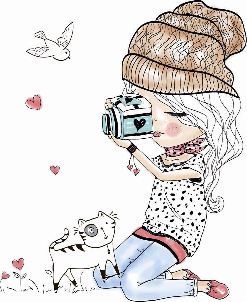 Фотообои в интерьере девочка с фотоаппаратом  12-1128 фото