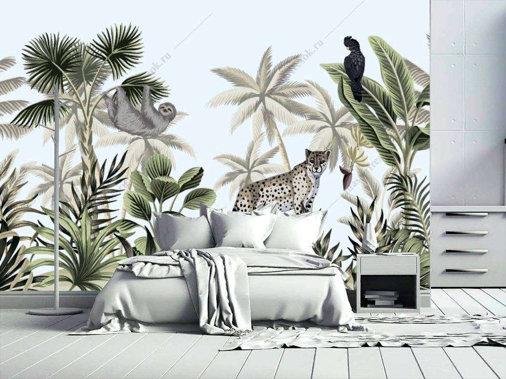 Фотообои в интерьере джунгли рисунок  12-486 фото