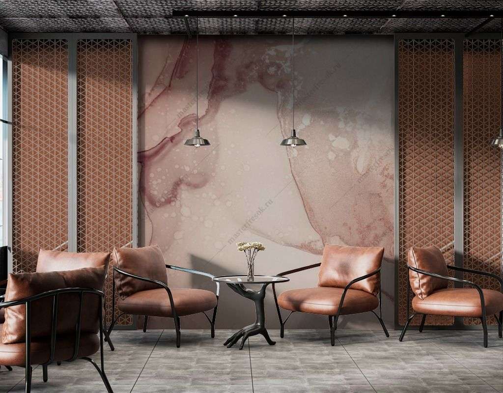 Фотообои в интерьере бежевые разводы фон  9-1556 фото