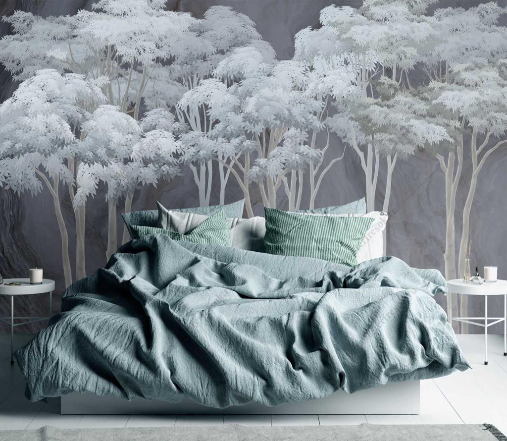 Фотообои Лес на темно синем фоне  13-332