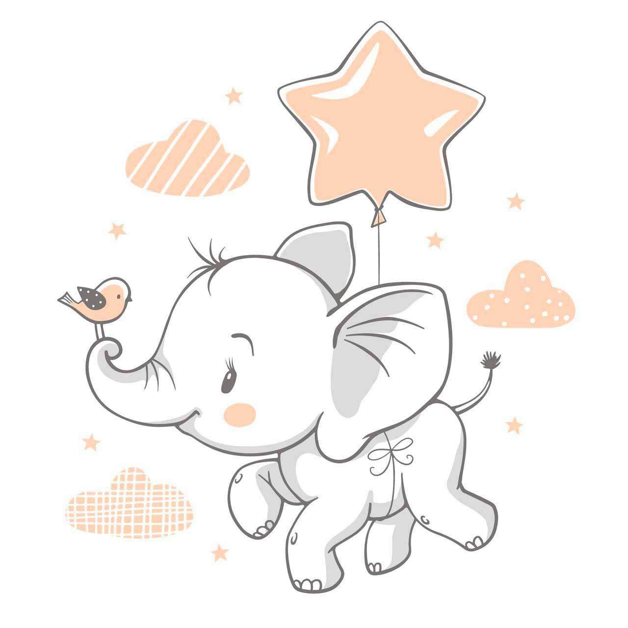 Фотообои в интерьере слоник и звездочка  12-482 фото