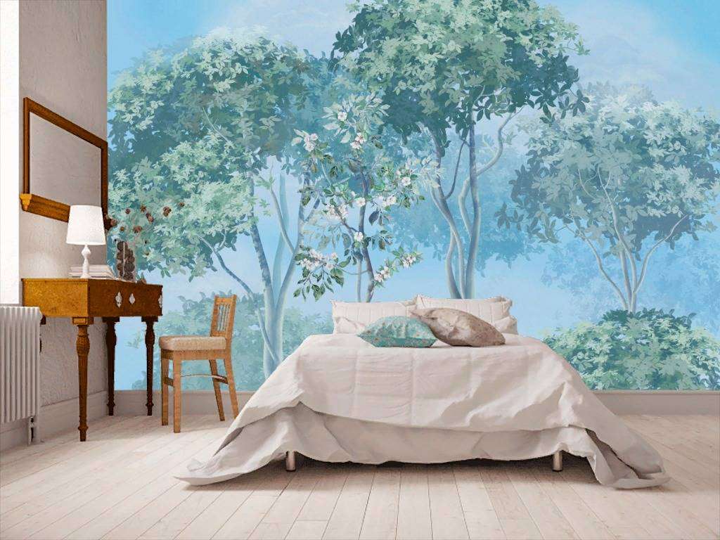 Фотообои в интерьере лес изумрудный  13-238 фото