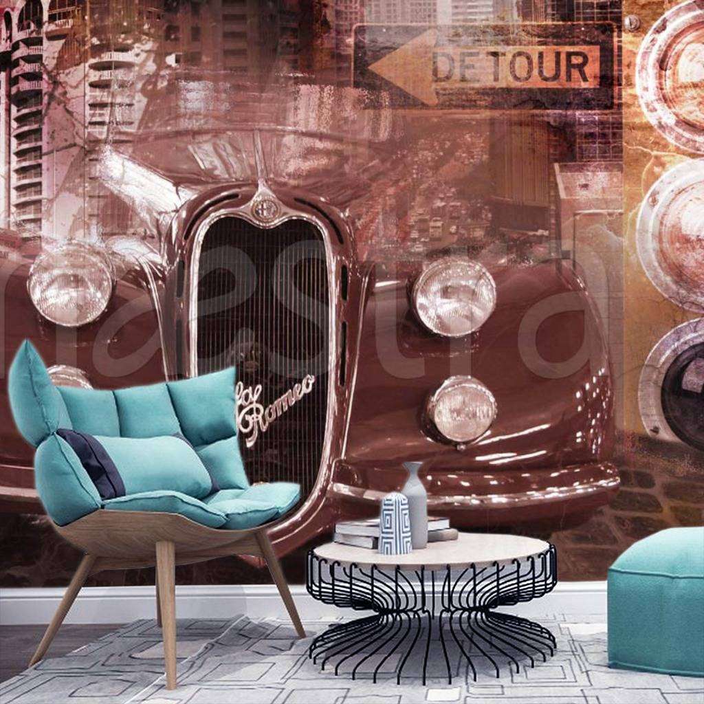 Фотообои Бесшовные обои на стену:  Ретро автомобиль. Артикул: 2-084  