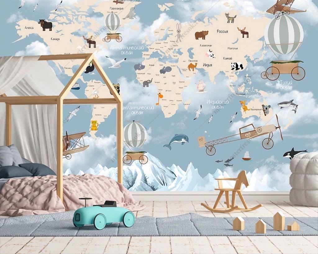 Фотообои Карта мира для мальчика  12-1150