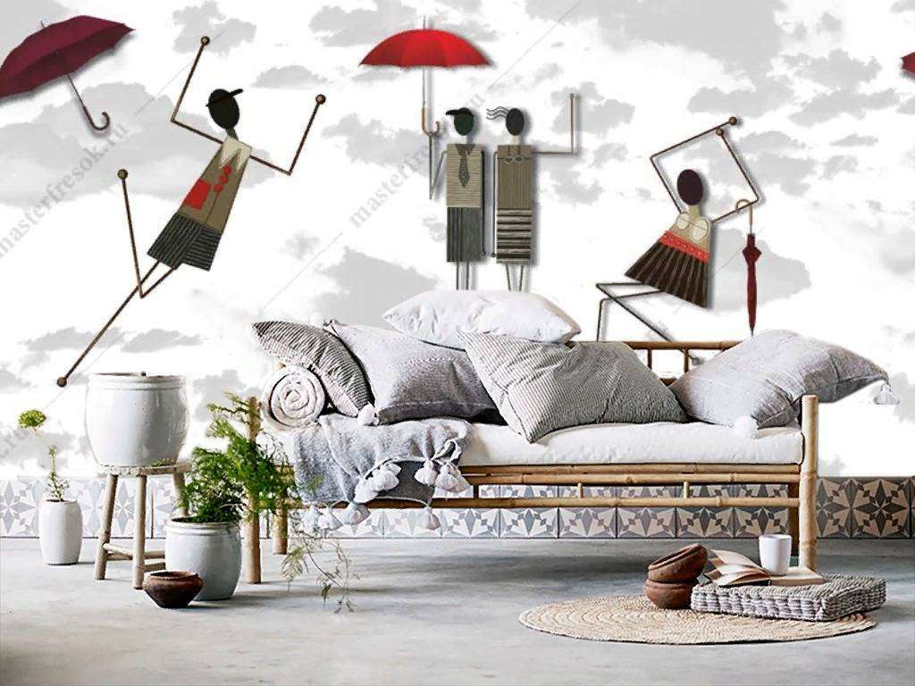 Фотообои в интерьере красные зонтики  14-164 фото