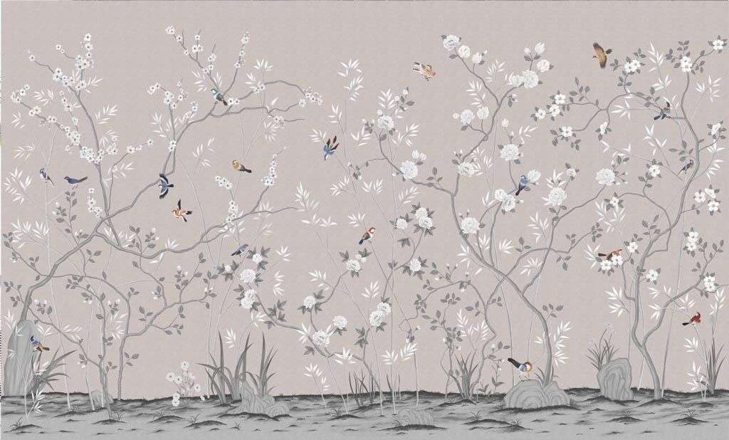 Фотообои в интерьере сакура и птички  14-575 фото