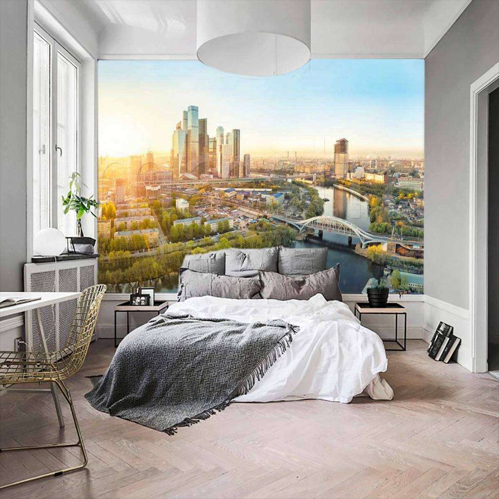 Фотообои в интерьере вид с балкона на москва сити  9-418 фото