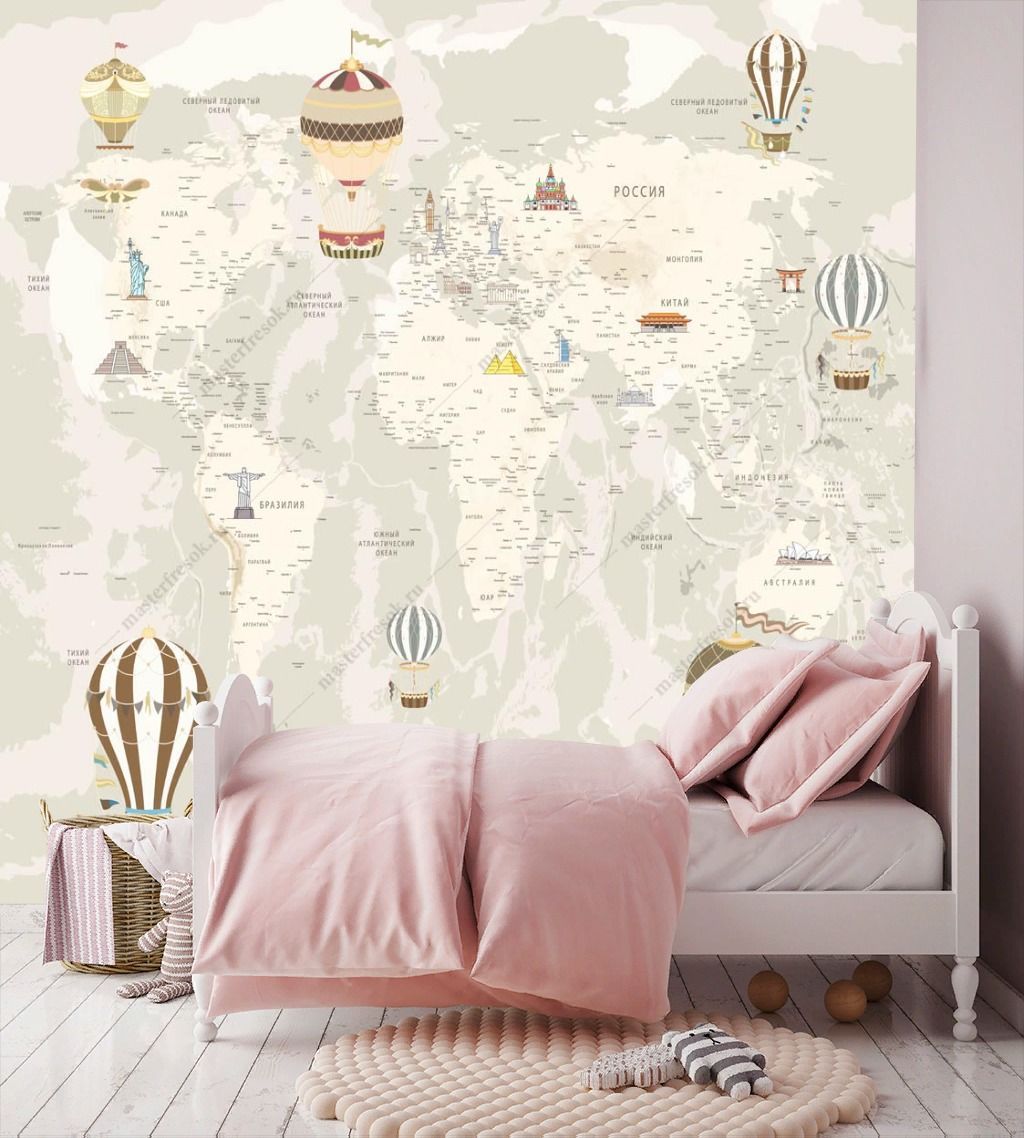 Фотообои Карта мира с надписями  12-1316