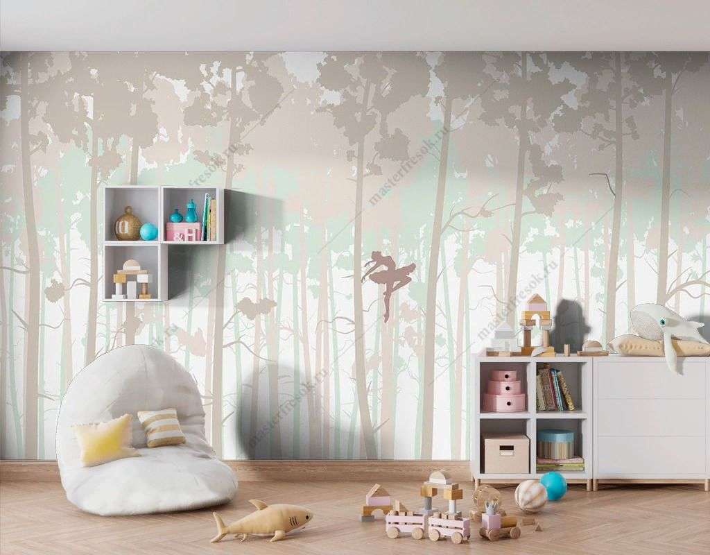 Фотообои в интерьере лес с балеринами  14-401 фото