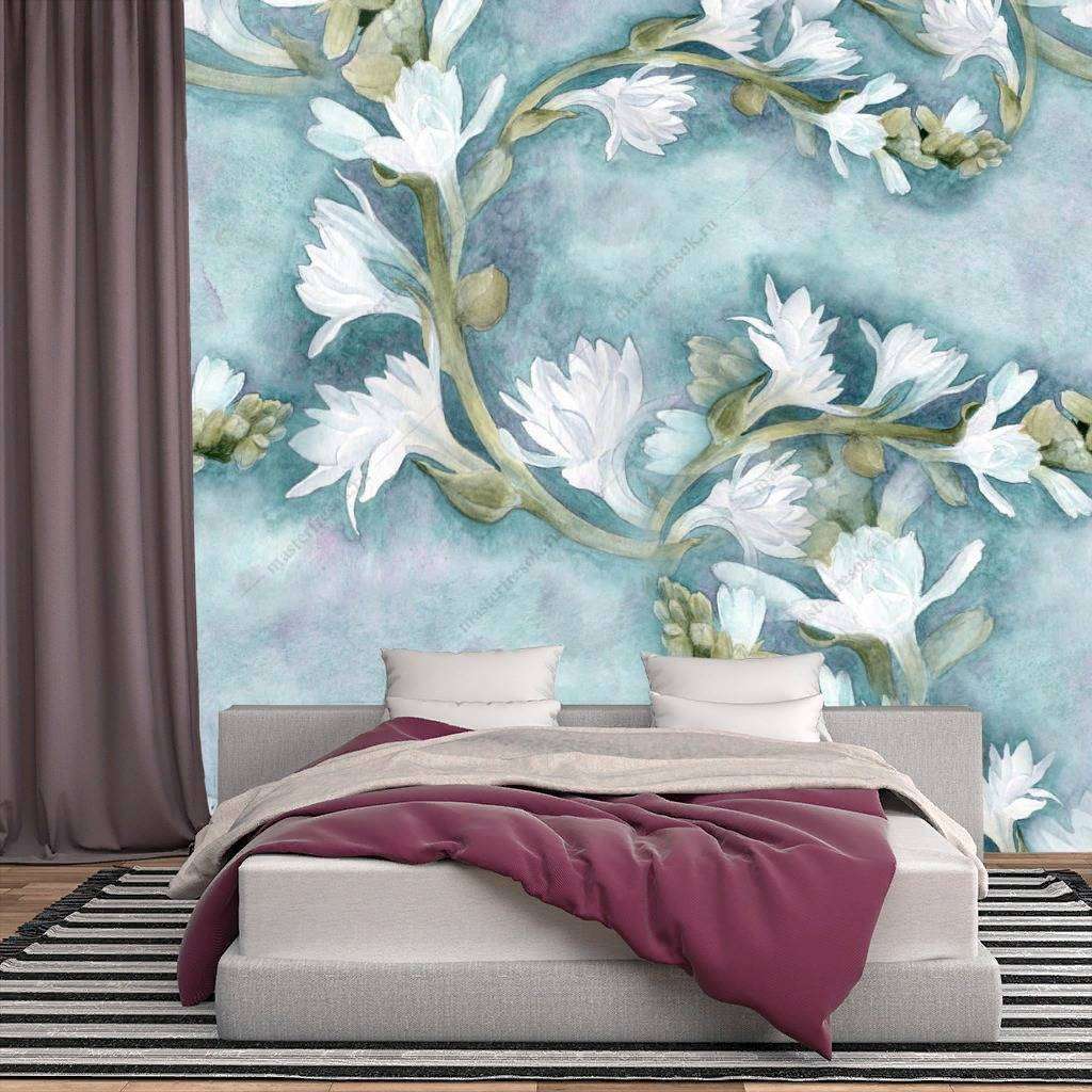 Фотообои в интерьере небесная магнолия  9-1184 фото