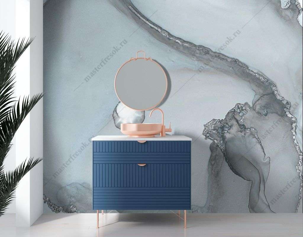 Фотообои в интерьере серые разводы мрамора  9-1572 фото