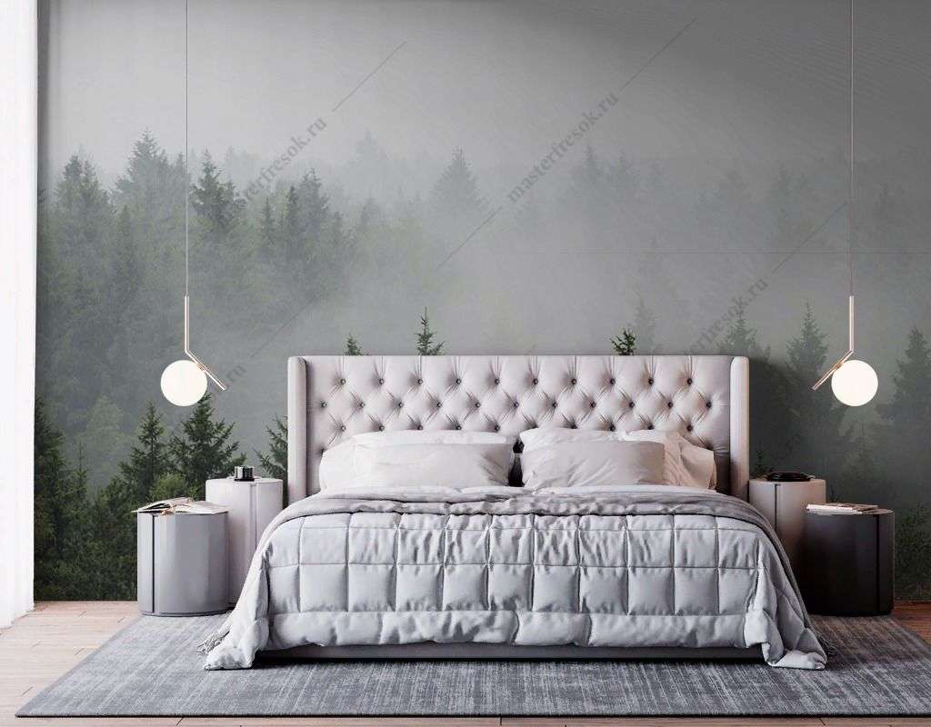 Фотообои в интерьере туман над лесом  9-1651 фото