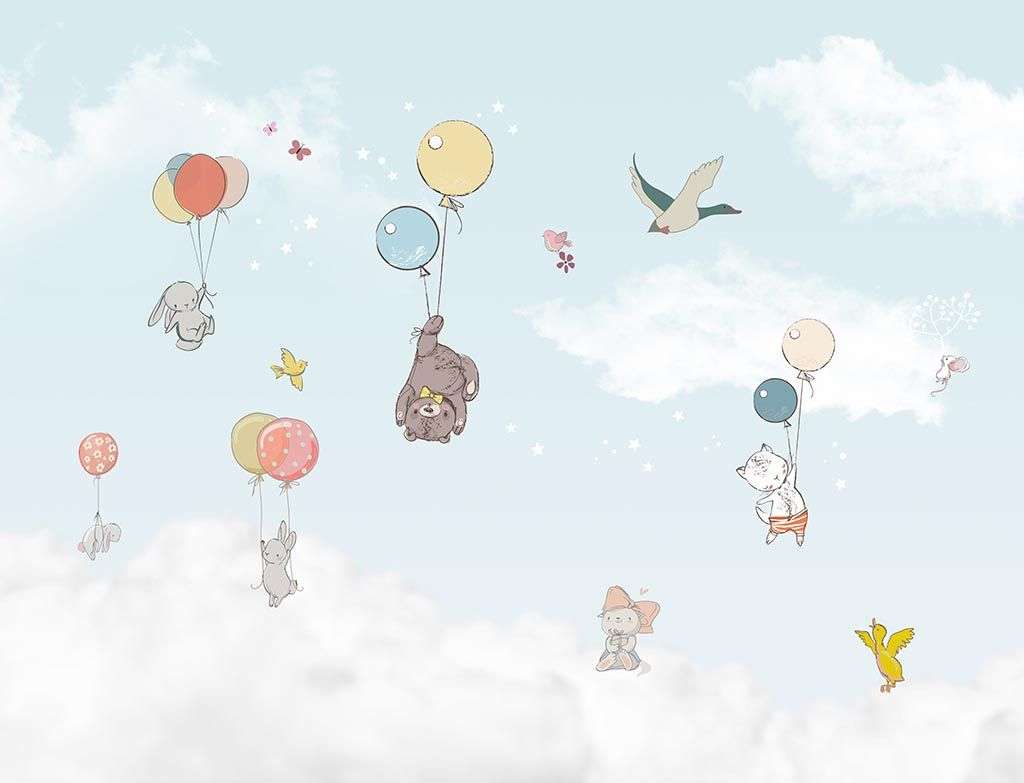 Фотообои в интерьере летающие шарики  14-054 фото