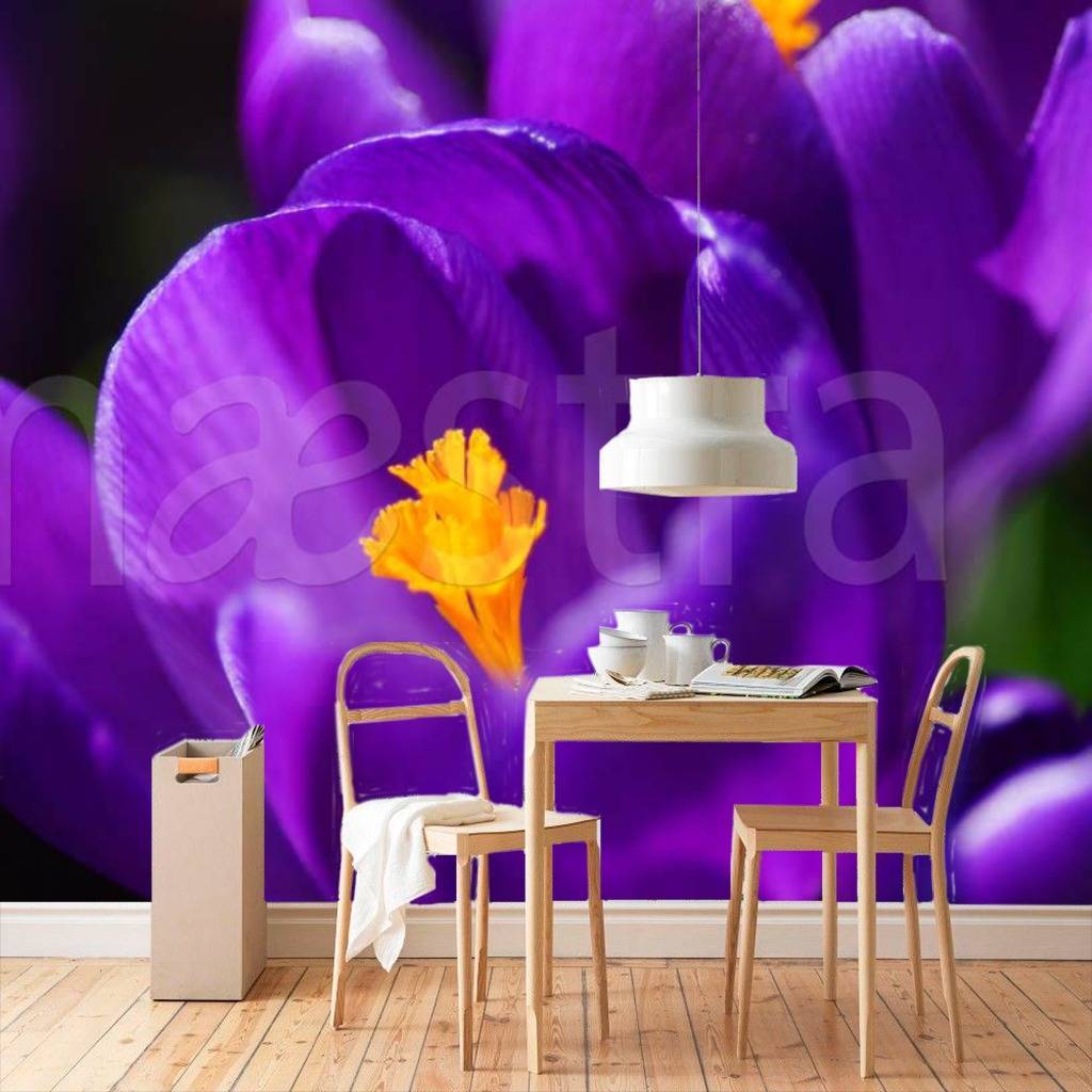 Фотообои Сиреневые цветы на темном фоне  3-156