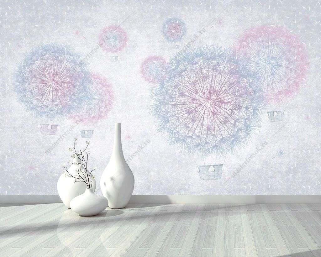 Фотообои в интерьере воздушный шар - одуванчик  12-1324 фото