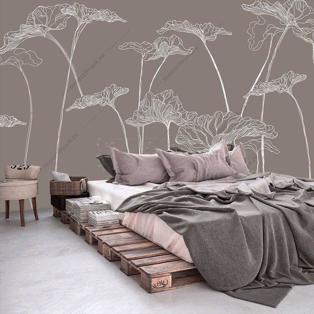 Фотообои в интерьере цветы на тонких стеблях  9-1746 фото