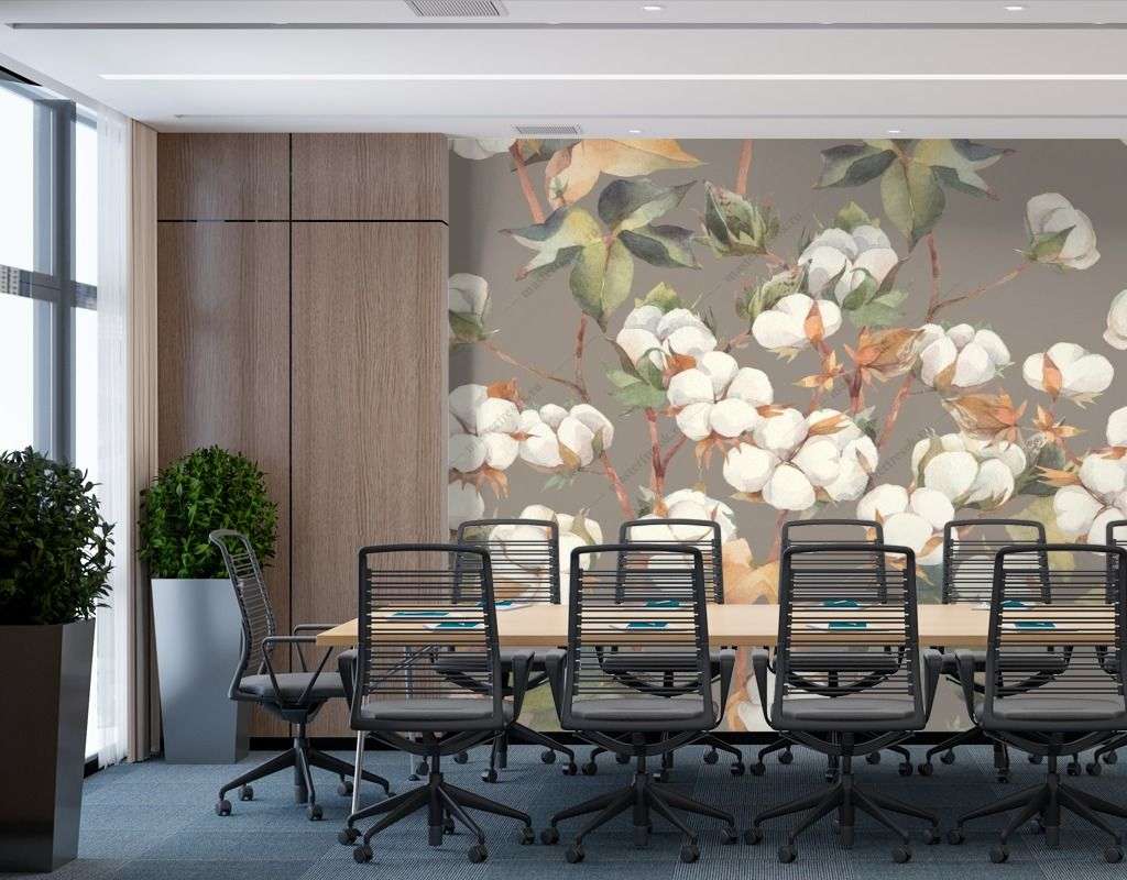 Фотообои в интерьере цветок хлопка  9-1520 фото