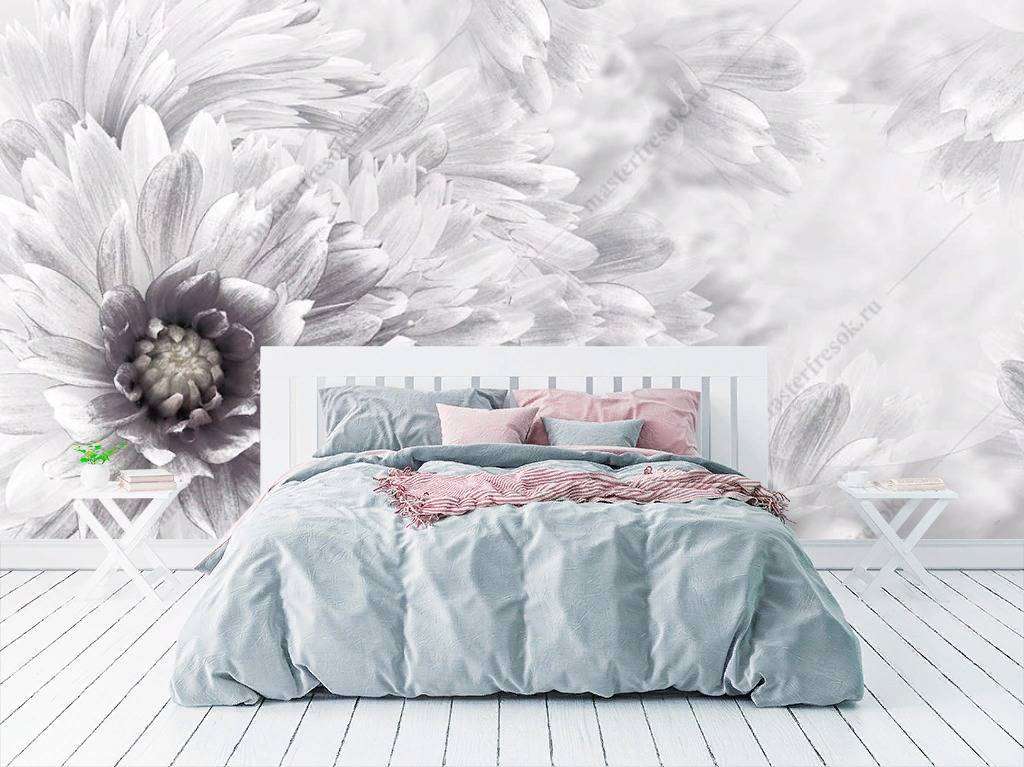 Фотообои в интерьере хризантема  10-865 фото