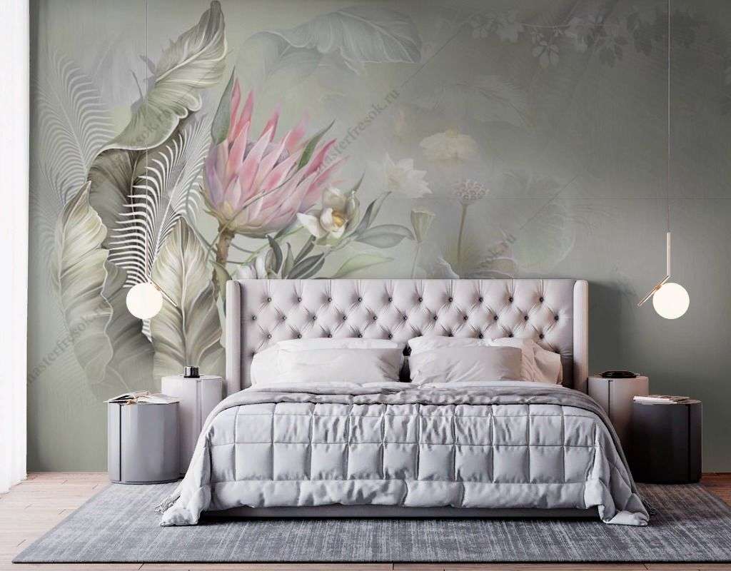 Фотообои в интерьере цветок протеи  13-490 фото